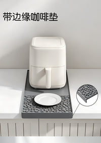 Coffee Machine Silicone Mat with Edge, Tamper Mat, Bar Counter Kitchen Non-Slip Mat, Water Absorbent Silicone Pad