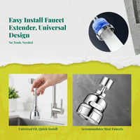Faucet Extender, 360° Rotating Kitchen Sink Aerator, water-resistant Water-Saving Extension, Universal Tap Attachment, 3 Modes, Booster Strainer