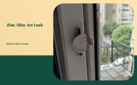 Sliding opening lock, security latch for door panels, zinc alloy, child protection, easy installation