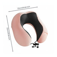 Soft Cover Memory Foam Neck Pillow Textured Panel U-Shaped Neck Pillow Drawstring Cord