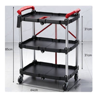 Foldable Tool Utility Wagon Caster Wheels Workshop Storage Space Saving