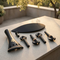 Ebony Violin Accessory Kit Carved Violin Pegs and Chinrest Kit Elegant Classic for Violinists