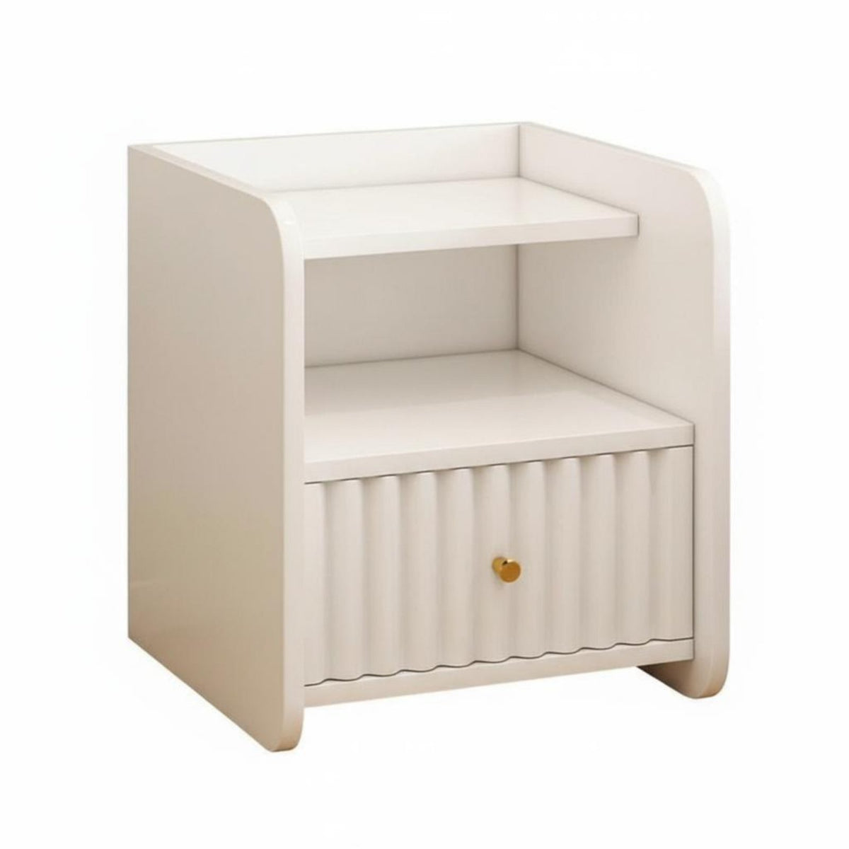 Bedside Drawer Unit Rounded Corners Single-Drawer Bedside Table Elevated Legs