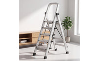 Aluminum Step Ladder with Anti-Slip Treads Sturdy Foldable Household Ladder Space-Saving Folding Step Stool Long-Lasting for Homeowners