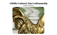 Gilded Finish Golden Cock Ornament Weather Resistant Resin Chicken Sculpture Hand-Painted Cock Figurine Realistic Design for Collectors, Decor Enthusiasts, Homeowners, Patio, Farm, Home Interior, Living Room