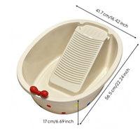 Laundry Washboard Tub Bow Accent Washboard Basin Oval-Shaped