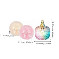 3 Pieces Body Powder Puff and Container Set Reusable Glass Powder Box with Puff Bow Design Washroom Accessory for Dressing Table