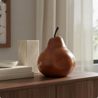 Pear Sculpture Glossy Finish Decorative Pear Sculpture Vintage Look Fruit Figurine for Living Space