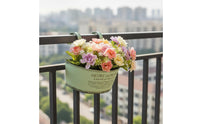 Half Round Wall Planter Distressed Hanging Basket Metal for Fence, Indoor Walls