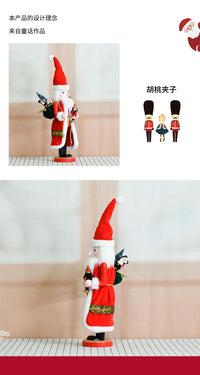36cm Santa Claus Nutcracker Solid Wood Figurine Christmas Decoration