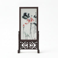 Chinese Style Table Screen Carved Freestanding Display Piece Openwork