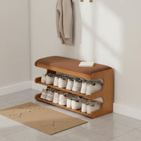 Space Saving Entryway Shoe Bench with Cushion Multi-Functional Shoe Rack Bench Sturdy Construction Home Furniture Large Capacity for Hallway