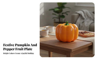 Pumpkin Shaped Candy Dish Large Capacity 2-Tier Bell Pepper Snack Convenient to Clean to Clean Snack Box with Lid for Living Room, Party, Holiday