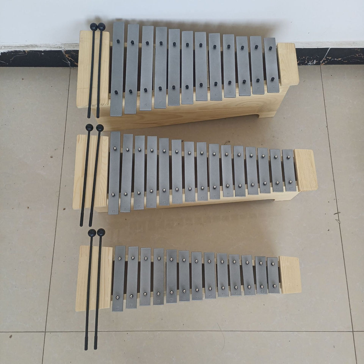 Orff Instrument Aluminum Metallophone with 12 or 15 Tones