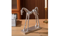Horse Figurine Textured Horse Statue Silver-Toned for Bookshelf, Homeowners