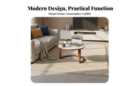 Round Coffee Table with Drum Storage Extendable Design Fluted Nesting Table Set Easy to Clean Central-Era Modern Design