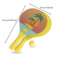2 Pieces Palm Tree Print Wooden Beach Paddle Rounded Head Water Sports Gear
