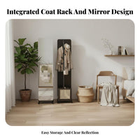 Rolling Hall Tree with Mirror Unrestricted Standing Garment Stand Mobile Design