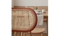 Easy to Match Rattan Dining Chair Rustic Rattan Back Chair Vintage Dining Seat for Guesthouse, Restaurant, Cafe