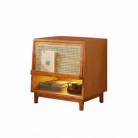 Rattan Nightstand Ample Storage Rattan Drawer Side Cabinet Easy to Assemble