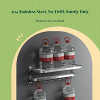 Stainless Steel No-Drill Wall Towel Rack, Removable Bar Set