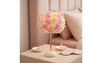 Decorative Rose Flower Table Lamp Ambient Lamp with Rose Lampshade Button-Switch Night Light Elegant for Bedroom, Nightstand, Reading Corner