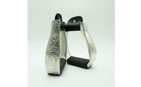 Universal Fit Stirrups with Leather Wrap Polished Engraved Stirrups Aluminum Tack Heavy-Duty for Riders, Equestrians