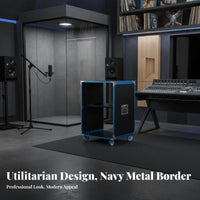 Rolling Amplifier Rack Easy Movement Rolling audio console Stand Open Frame for KTV Room