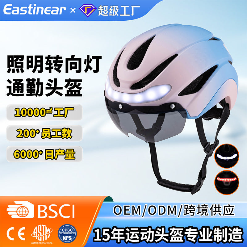 Bicycle Helmet with Turn Signals and Warning Light for Urban Commuting