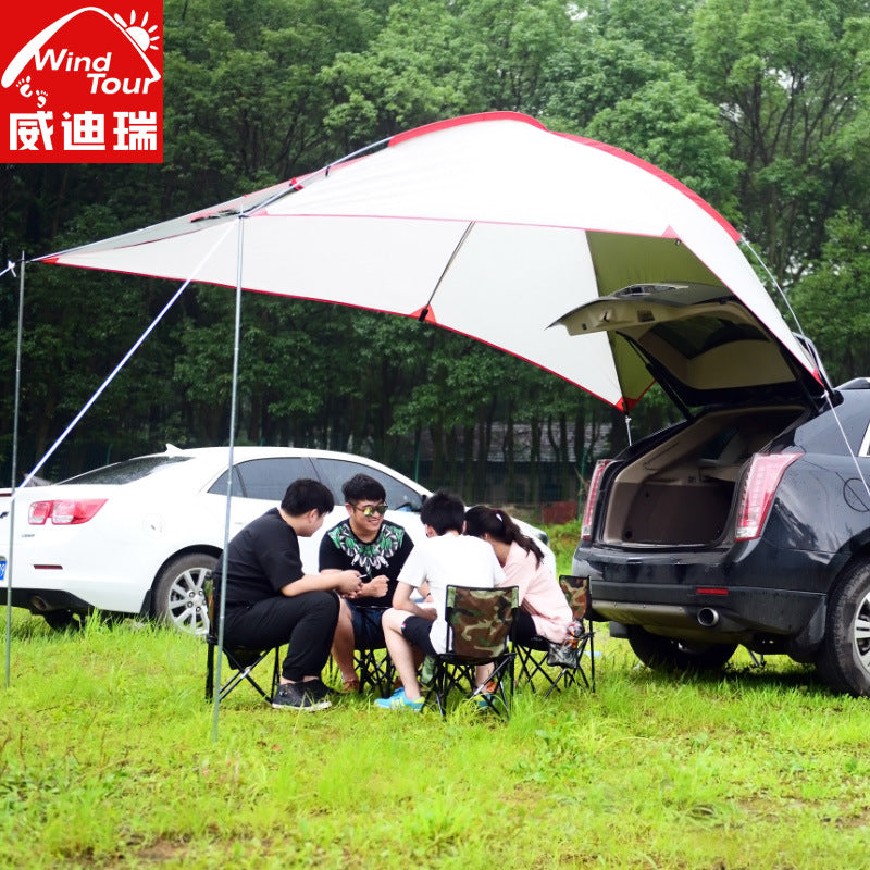 Portable Car Tail Tent for Camping, BBQ, and Beach Shade - Waterproof Sun Shelter Canopy