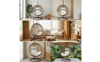 Woven Freestanding Swing Chair Padded Hanging Basket Chair Comfortable Furniture Comfy for Balcony