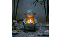 Monk Candle Holder Stone-Like Ornament Gold-Colored