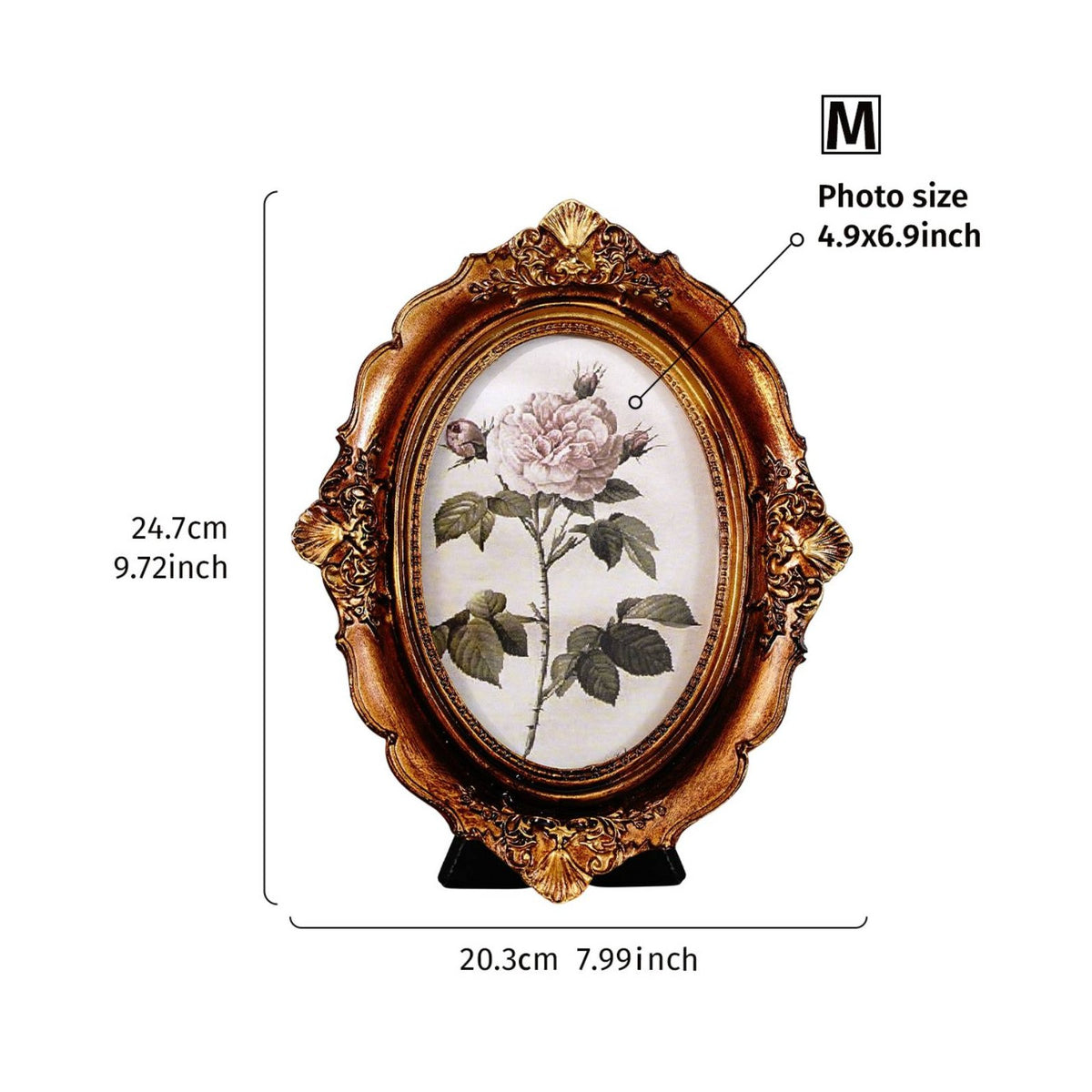 Vintage Bronze Frame Baroque Design Home Decor Antique Finish for Office, Gift