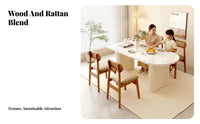 Multi-Functional Cream Design Dining Table Stable Structure Oval Pedestal Dining Table Easy to Clean Spacious Tabletop for Small Apartment Dwellers, Families, Homeowners, Living Room, Kitchen, Gatherings