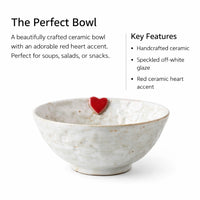 Retro Ceramic Bowl, 6-inch Heart Shape