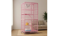 Cat Cage Pastel Metal Wire Cat Kennel with Hammock Pet Housing