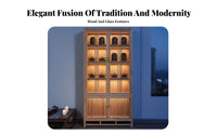 New Chinese design Two-Section Hutch multifunctional Use shelving unit long-lasting Construction Display Cabinet Vintage-influenced for Book Lovers, Collectors, Interior Decorators, teatime Room, Study, Home Office, Bedroom