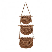 Cotton Rope Fruit Basket Boho Decor Three-Tier Hanging Basket Easy to Mount