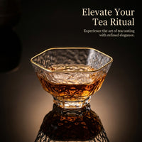 Gold Rimmed Dou Li Glass Tea Cup, Hand Fired