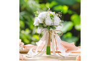 White Artificial Bouquet Elegant Bridal Bouquet Soft for Brides, Bridesmaids