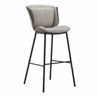 Upholstered High-Back Stool With Backrest Bar Chair Sturdy Frame for Pub, Adults