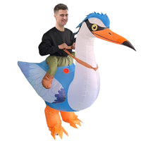 Inflatable Riding Blue Crane Costume for Halloween