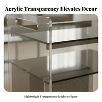 Movable with casters C-Shaped Rolling Table Minimalist aesthetic eveningstand Transparent Design Bedside Cabinet adaptable for Apartment Dwellers, Homeowners, Home Workers, Living Room, Bedroom, Small Spaces, Balcony