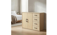Rectangular Storage Cabinet Four Drawers Drawer Cabinet Wood-Grain Finish