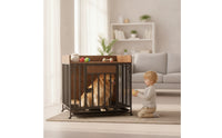 Easy to Clean Dog Crate with Pull-out Tray Sturdy Wooden Dog Crate Compact Storage Pet Cage Rustic for Bedroom