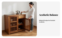 Wooden Tea Brewing Cabinet Chinese Design Living Room Furniture Space Saving Easy Assembly for Homeowners, Families, Home Office