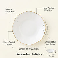 Bone China Serving Plates with Gold Trim, Modern Minimalist Style