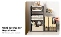 Countertop Hutch Space-Saving Desktop Shelf Easy Assembly for Dorm Room, Bedroom
