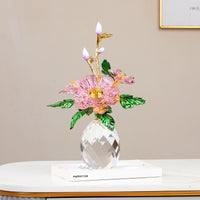 Crystal Glass Gourd Peony Ornament for Living Room Decoration