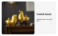 Good Fortune Symbol Ceramic Horse Ornament Elegant Design Golden Horse Statue Exquisite Workmanship for Business Owners